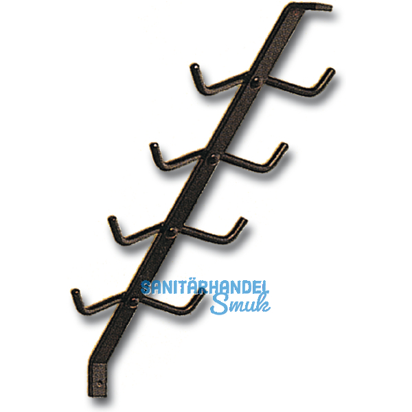 Garderobenarm Neper mit 4 Doppelhaken ohne Auflage, Aluminium schwarz eloxiert