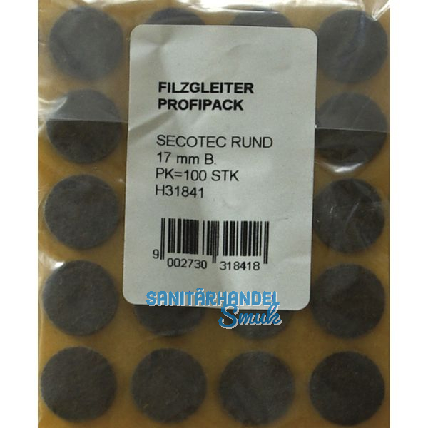 SECOTEC Filzgleiter selbstklebend rund braun 35 mm SB-4