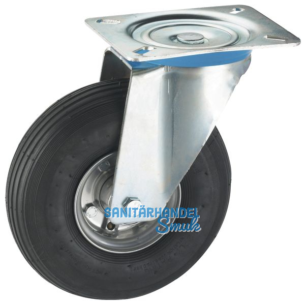 Lenkrolle mit Stahlblechfelge Luft-Bereifung 200 x 50 mm/Platte 140 x 110 mm