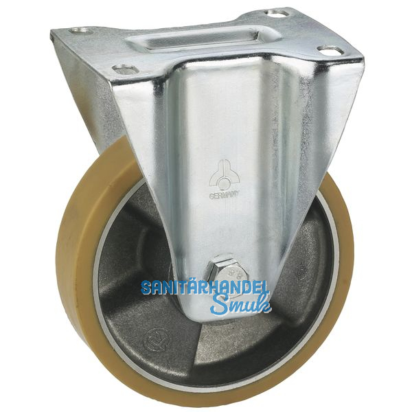 Bockrolle mit Alufelge Polyurethan-Bereifung 200 x 50 mm/Platte 140 x 110 mm