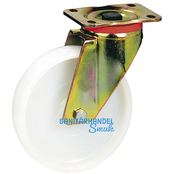 Schwerlastlenkrolle mit Polyamidrad und Gleitlager 125 x 35mm/Platte 100 x 85mm