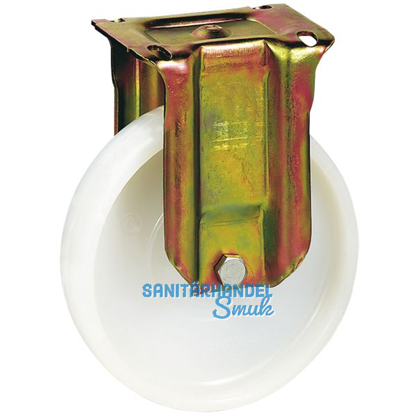 Schwerlastbockrolle mit Polyamidrad und Gleitlager 150x50mm/Platte 140x110mm