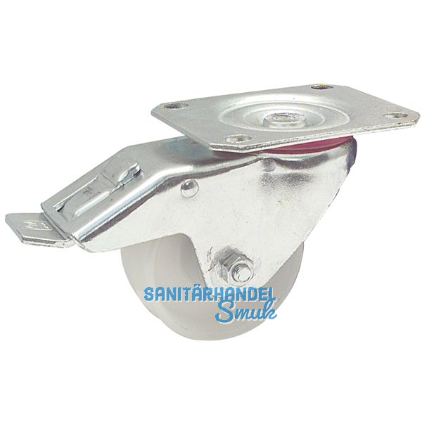 Polyamid-Lenkrolle mit Feststellrolle 125 x 35 mm/Platte 100 x 85 mm