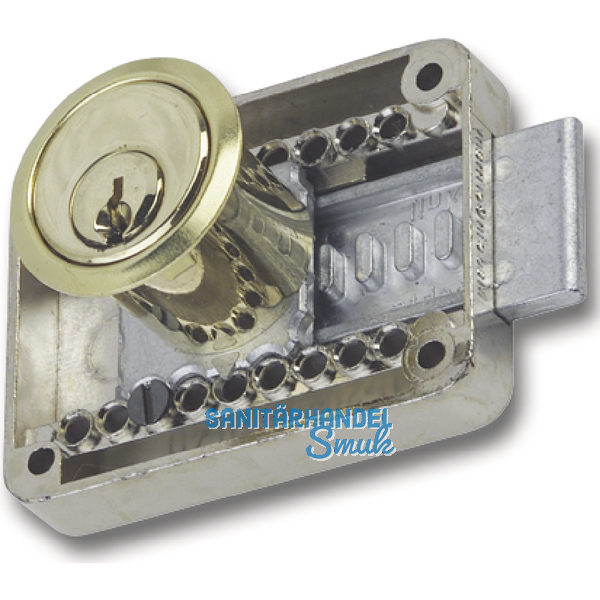 JuNie 2828 Zylinder-Kastenschloss Sperre BN 0101, Zylinder Messing poliert