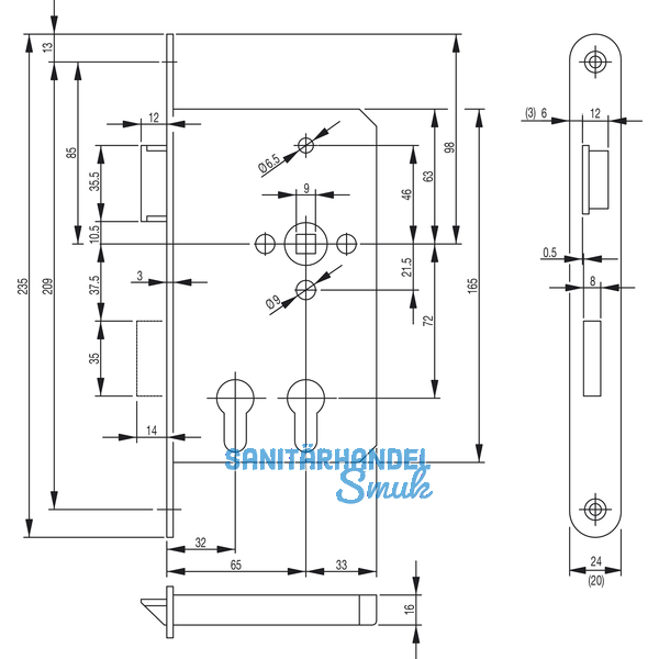 Fluchttrschloss 2328 fr 2 PZ, 1-flg, Funk. E, rechts, Edelstahl