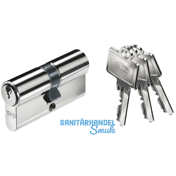 Industriedoppelzylinder BKS 31/40mm,Schlsselreide eckig,Messing vernickelt matt