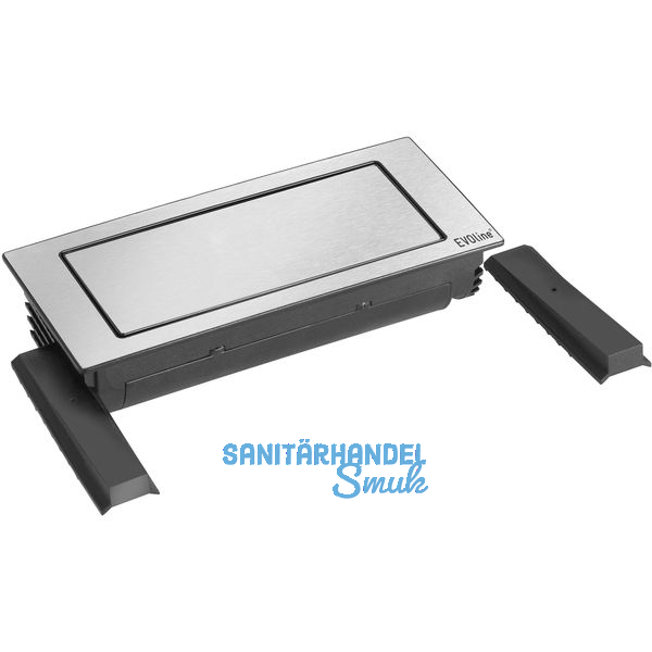 EVOline BackFlip, 2 Stk. Schukosteckdosen, 1 Stk. USB-Charger, Edelstahl