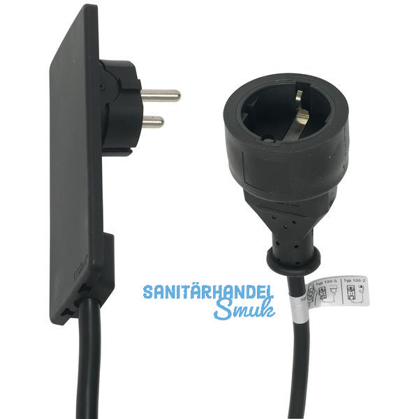 EVOline Plug-Verlngerung mit Schukokupplung, Kunststoff schwarz