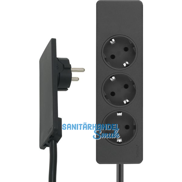 EVOline Plug-Verlngerung mit 3-fach Verteiler, Kunststoff schwarz