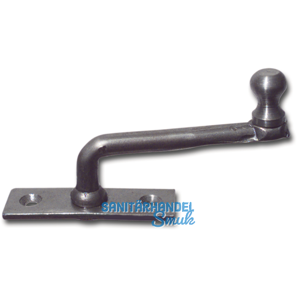 Fensterreiber m. Eisenknopf auf eckiger Platte, 30 mm, Stahl blank