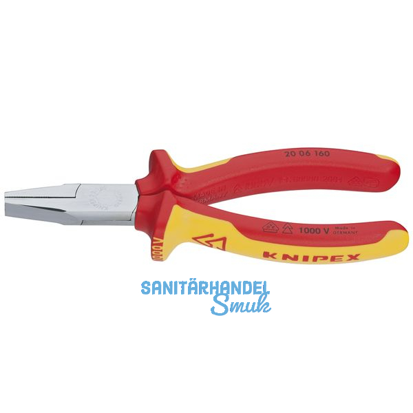 KNIPEX VDE-Flachzange DIN 5745 mit kurzen, flachen Backen Lnge 160 mm
