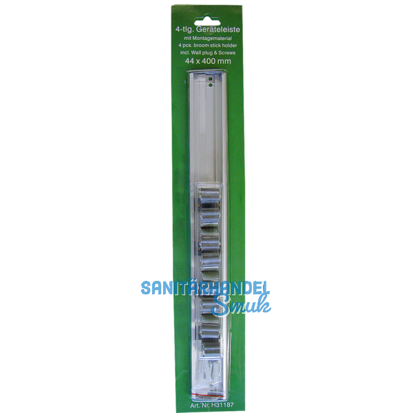 SECOTEC Gertehalter auf Aluminium Schiene mit 4 Gummirollen-Halterungen SB-1