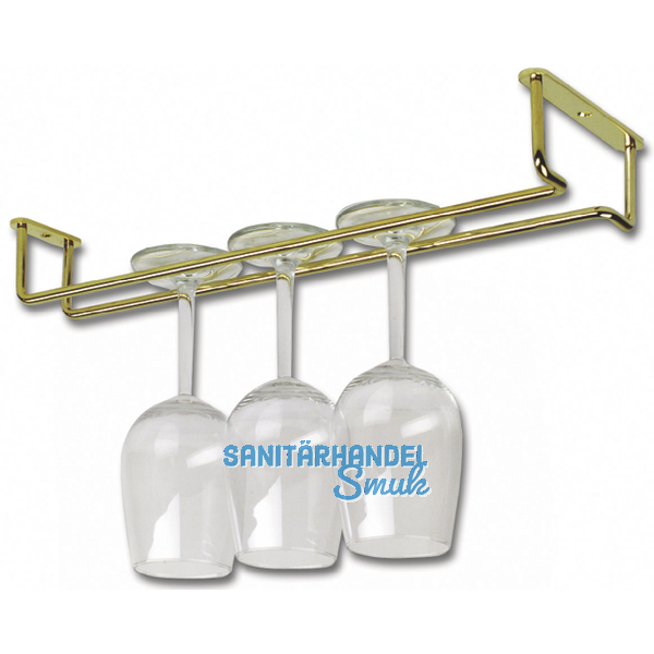 Glserhalterung  6 mm, Lnge 365 mm, Hhe 48 mm, Messing vernickelt matt