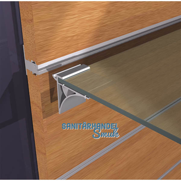 Wall Sys Glastablartrger W12, Lnge 50 mm, Aluminium natur eloxiert