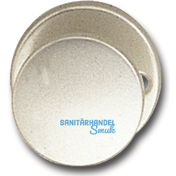 GRUNDMANN Trknopf Flachform - auf Ros. m. Schraublchern,  45 fest Alu poliert