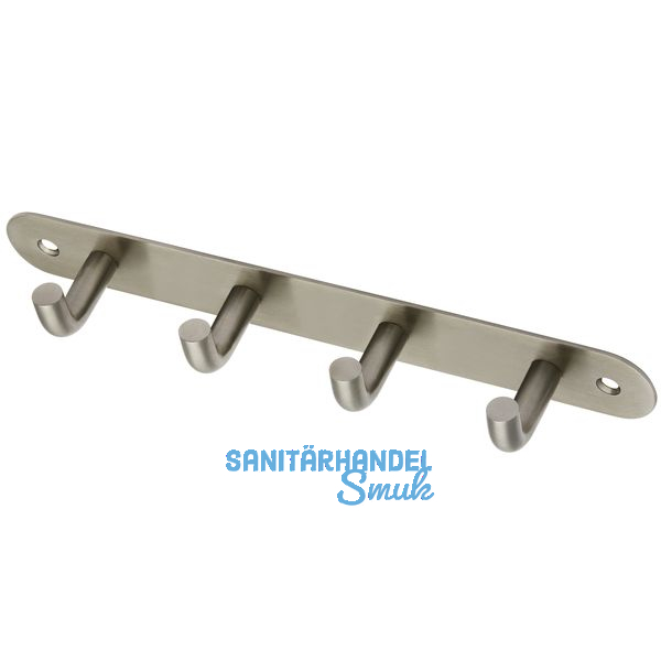 Garderobenleiste Sepa mit 4 Haken, Breite 220 mm, Edelstahl gebrstet