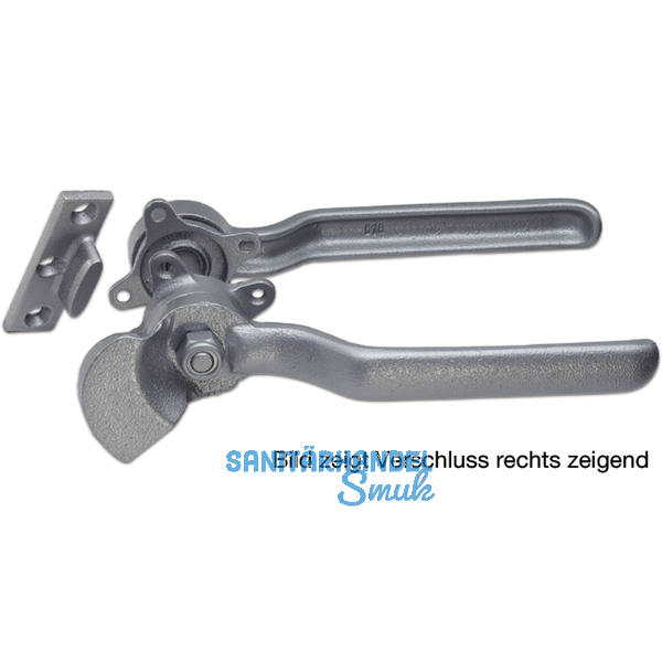 Hebelverschluss beidseitig m. Schlieblech, rechts, Temperguss silberfrbig
