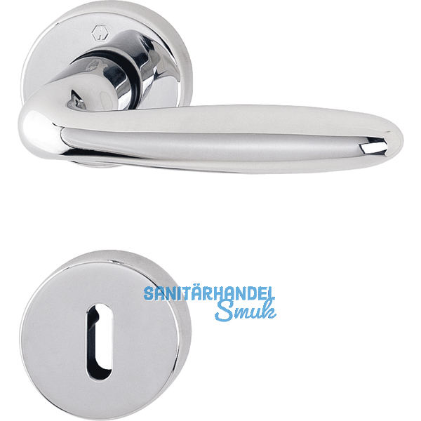 HOPPE Drckergt. VERONA - auf Ros. PZ, TS 39 - 47, Messing verchromt matt