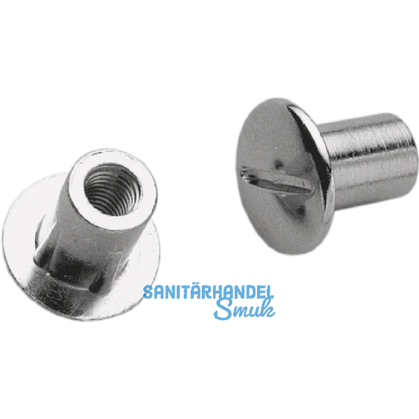 Hlsenmutter M6 mit Rille, H 31, Stahl vernickelt