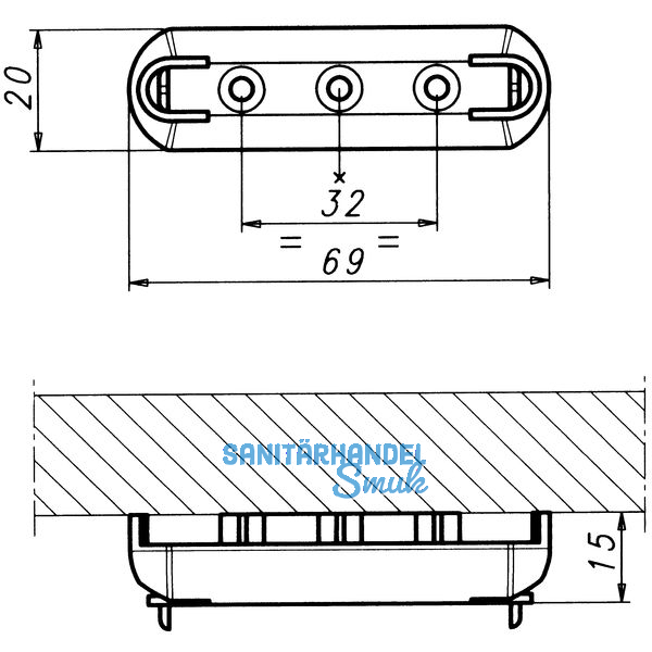 Kabelhalter Luxo, Lnge 69 mm, Kunststoff schwarz