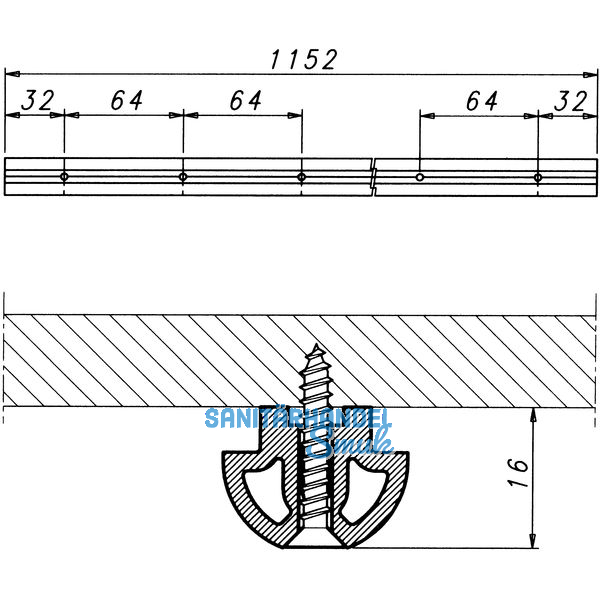 Kabelschiene Prisma, Lnge 1152 mm, Kunststoff schwarz