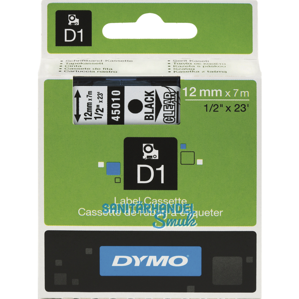 Dymo-Kassetten Beschriftungsband D1 schwarz/wei Breite 12 mm Lnge 7 m