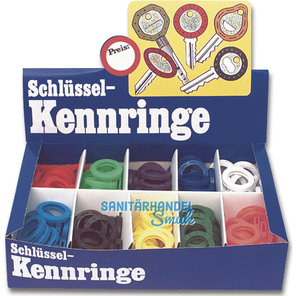 Kennring Box fr Zylinderschlssel gro 29 mm, 200-tlg. in 10 Farben sortiert