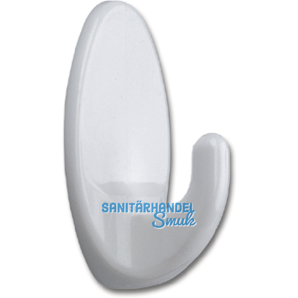 Klebehaken Oval Breite 26 mm, Hhe 42 mm, Kunststoff wei