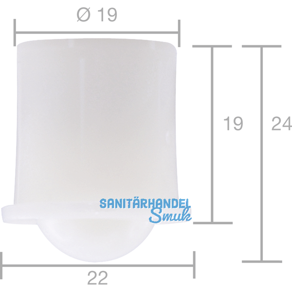 Kugelrolle 0  19 mm, Tiefe 19 mm, Kunststoff wei