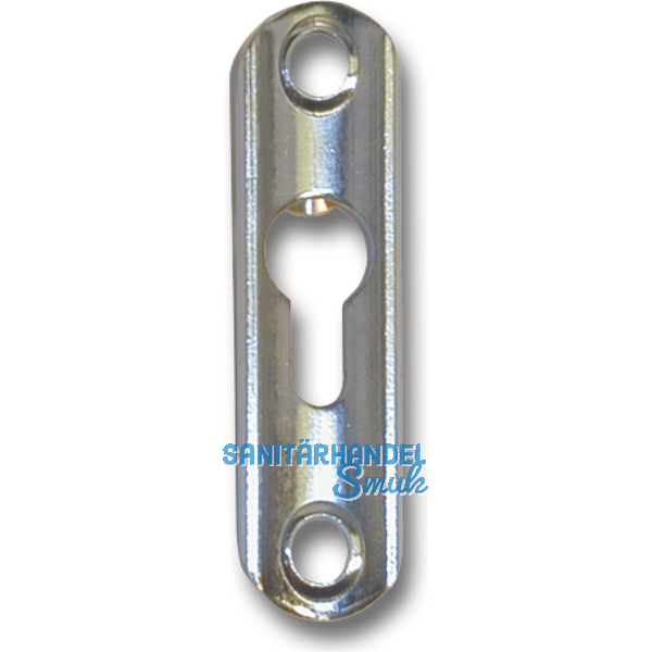Linsen-Bettbeschlagplatte, 70 x 18 x 3 mm, 1 Schlsselloch, Stahl verzinkt