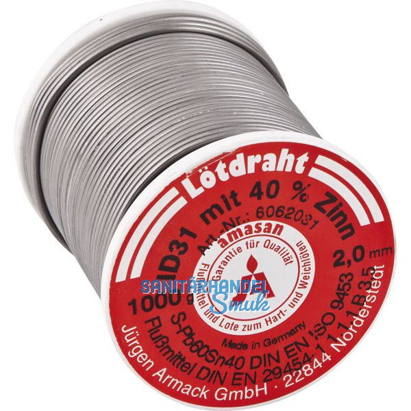 Kolofonium-Ltdraht (Rhren-Lot)  2 mm Rolle=1000 g