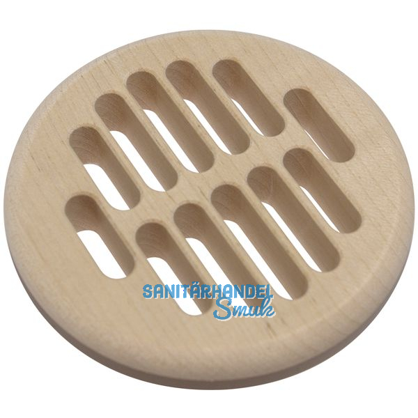 Lftungsrosette rund  83 mm, Einlass  68 mm, Erle roh