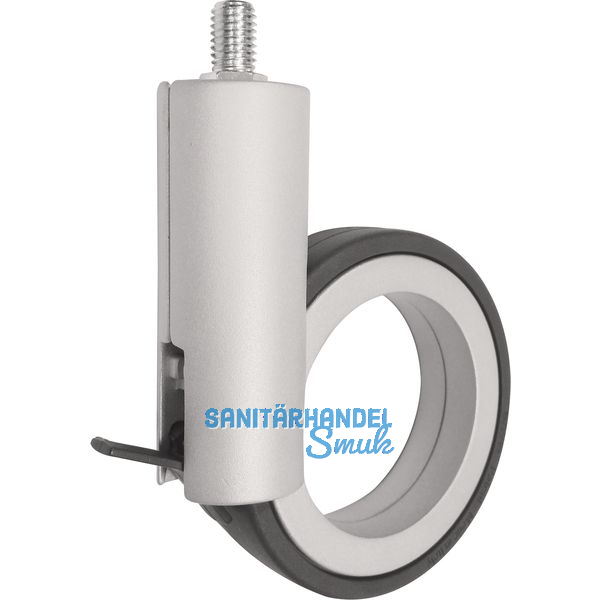 Designrolle Rotola mit Bremse, Gewindestift M 10 x 15 mm, silberfarbig/schwarz