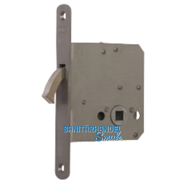 Schiebetrschloss m. vernickeltem Bogenriegel, WC, DM 55, Stulp rund, Edelstahl