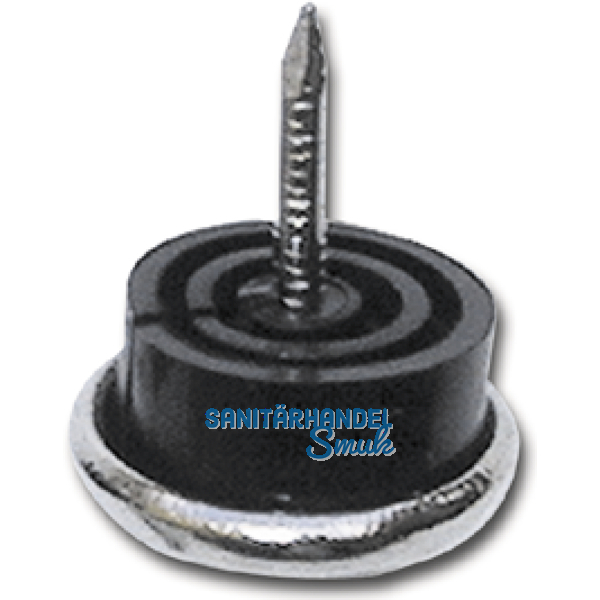 Nagelgleiter mit Stahlkappe und Einschlagstift 1, rund, 20, FE vernickelt