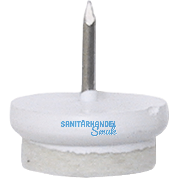 Nagelgleiter mit Filzgleiter und Einschlagstift, rund, 24, KS wei