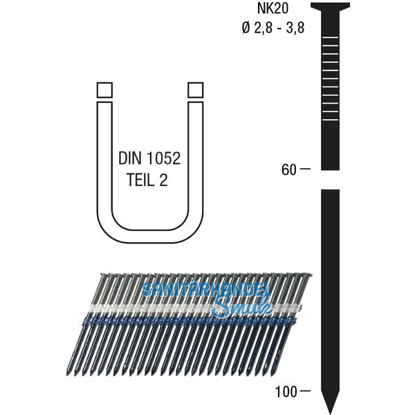Nagelstreifen NK20 4,6 x 145 mm HBK blank geharzt Kunststoffgebunden 20 Grad