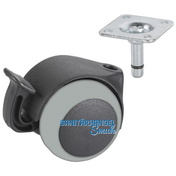 Parkett-Doppelrolle 50mm schwarz mit Feststeller