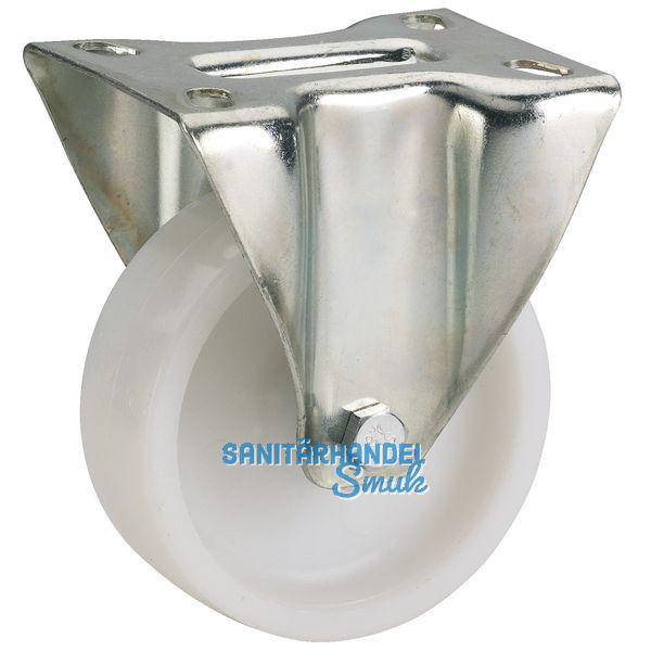 Polyamid-Bockrolle mit Gleitlager 125 x 35 mm/Platte 100 x 85 mm