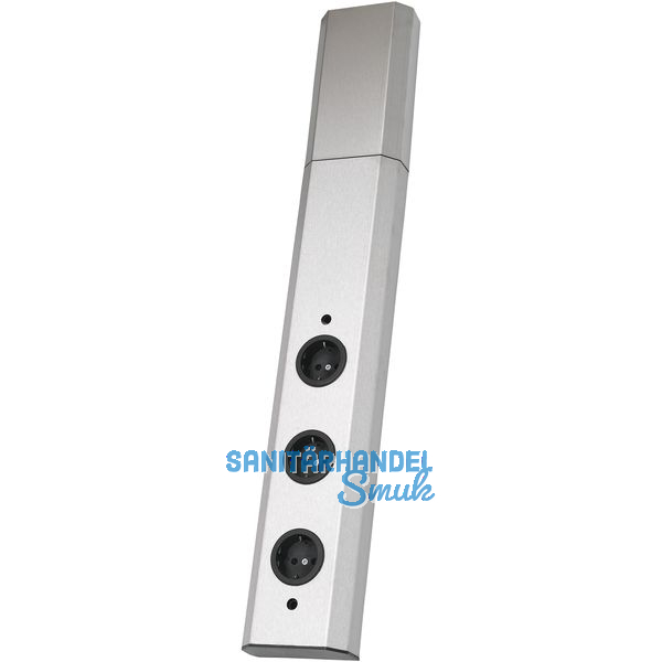 Power-Turm 1 230 V,3 Schukosteckdosen, Anschlusskabel 2000 mm mit Schukostecker