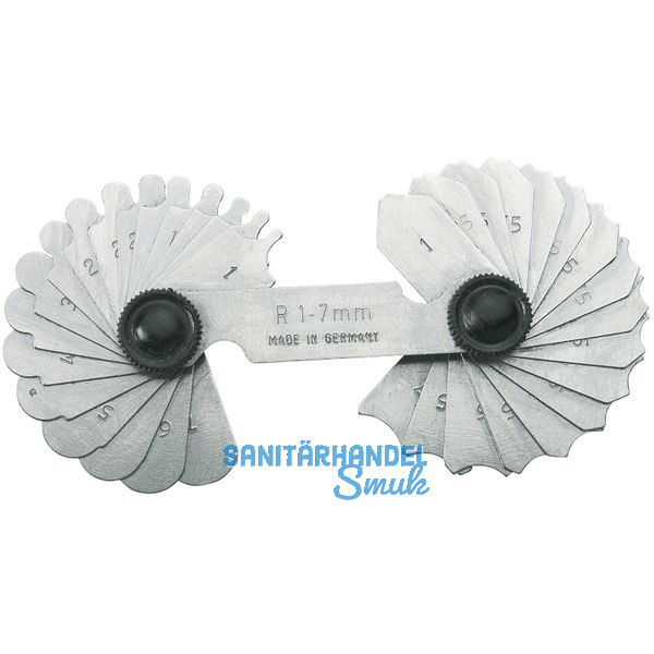 Radienschablone 7.5-15 mm 16 Blatt zum Messen von Innen- und Auenradien