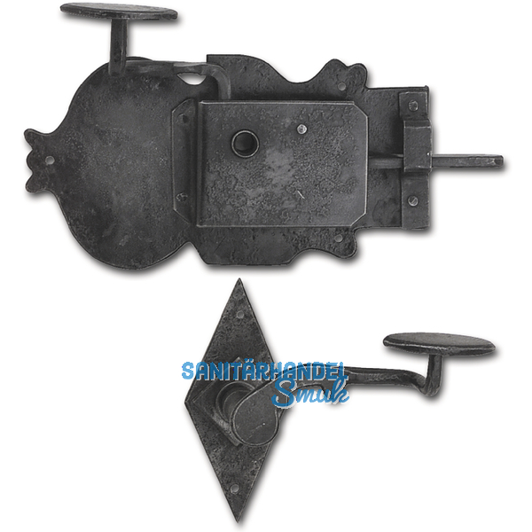 Rustikales Schlossset Grein, rechts, DM 100, Schmiedeeisen geschwrzt gewachst