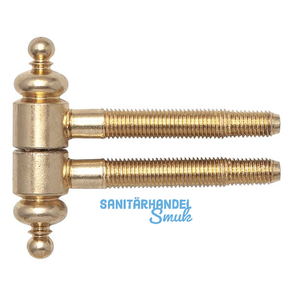 Einbohrband 2-tlg. mit Zierkopf,  16 mm, Bandh. 63 mm, Stahl vermessingt