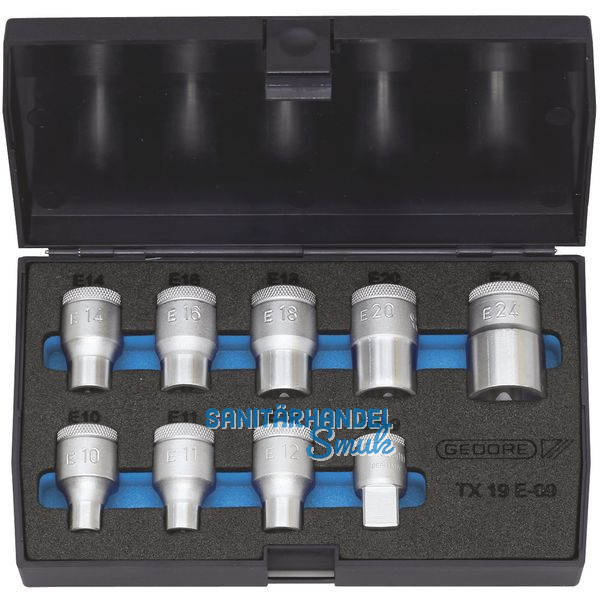 GEDORE Steckschlssel-Satz TX19E-09 1/2\"vierkant Auentorx 9-teilig
