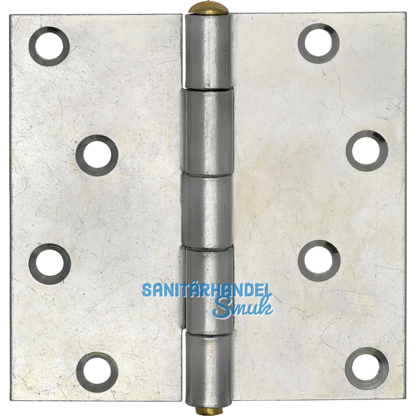 Scharnier quadratisch-Stift lose Rollen  11,6 mm, 100 x 100 mm, Stahl verzinkt