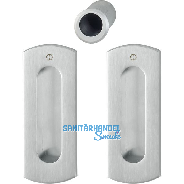 Schiebetrmuschel Set - ecken abgerundet ungelocht,Messing sat. verchromt- PVD