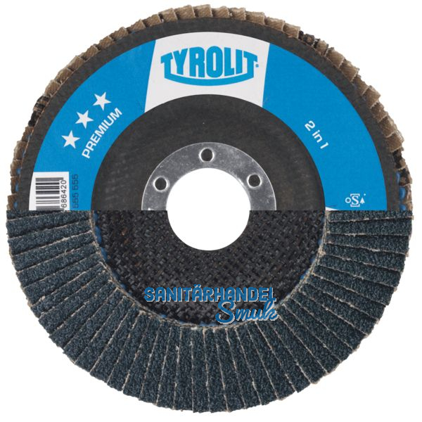 TYROLIT Schleiflamellenteller 2in1 Premium***gekrpft  125 mm Korn 60 Form 27A