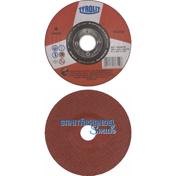 TYROLIT Schleifscheibe Basic* Touch WA46R-BF 125 x 3 mm 2in1 Form 29T