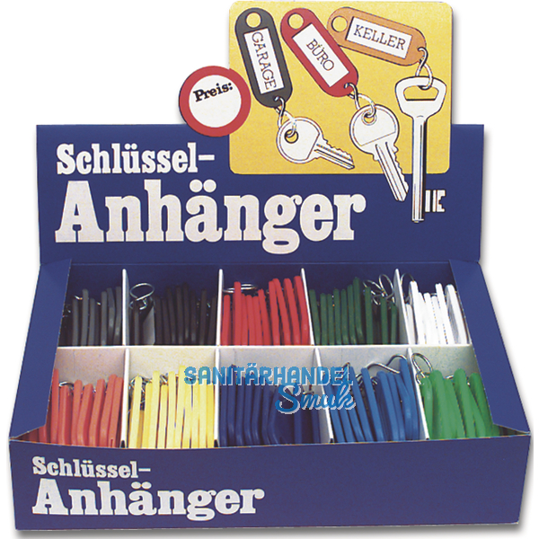 Schlsselanhnger Box - 100-tlg. in 10 Farben sortiert, ohne Aufhngeloch