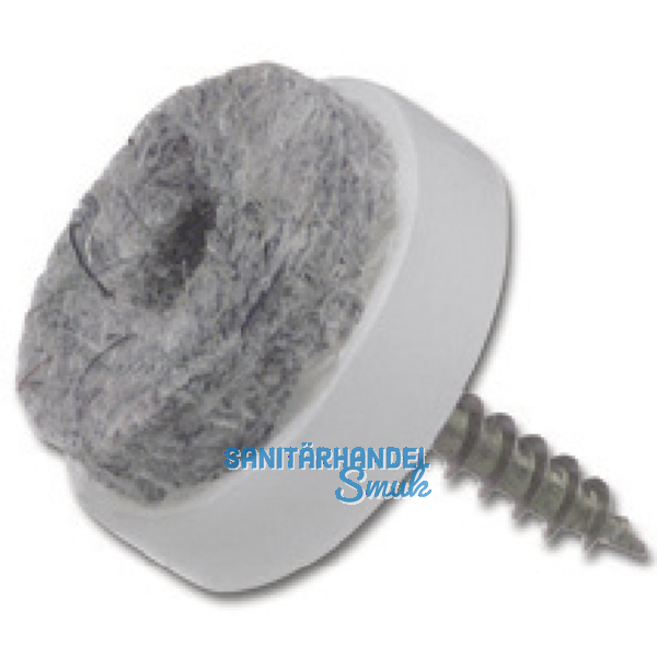 Schraubgleiter mit Filzgleiter und Holzschraube rund, 24, KS wei